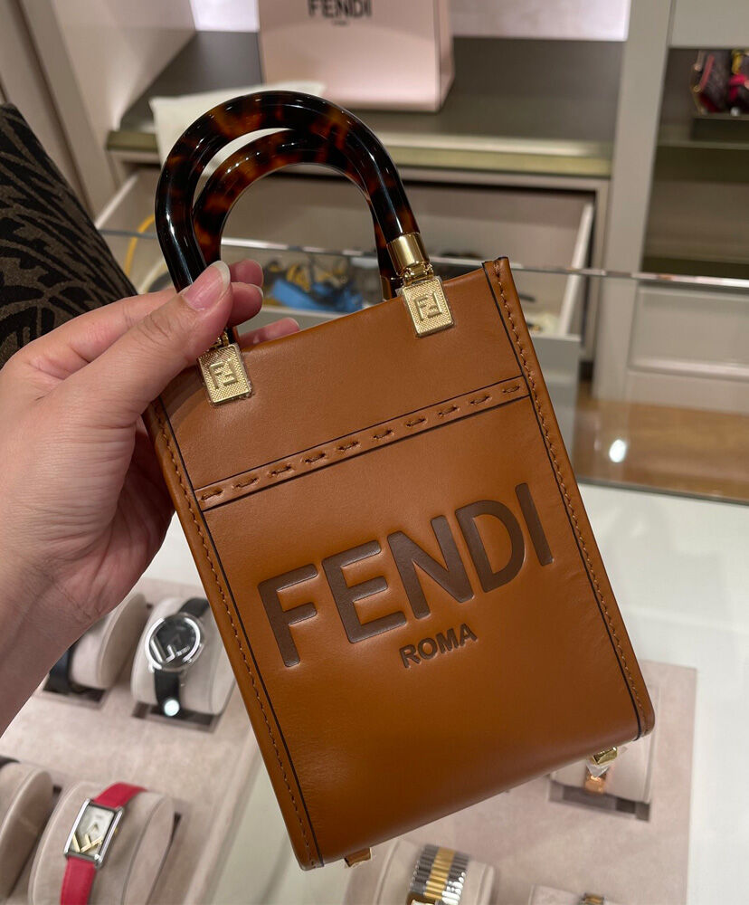 Fendi Mini Sunshine Shopper Bag 8BS051 Brown